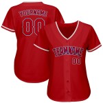 Maillot de baseball personnalisé authentique rouge et bleu marine Maillot de baseball personnalisé authentique rouge et bleu marine