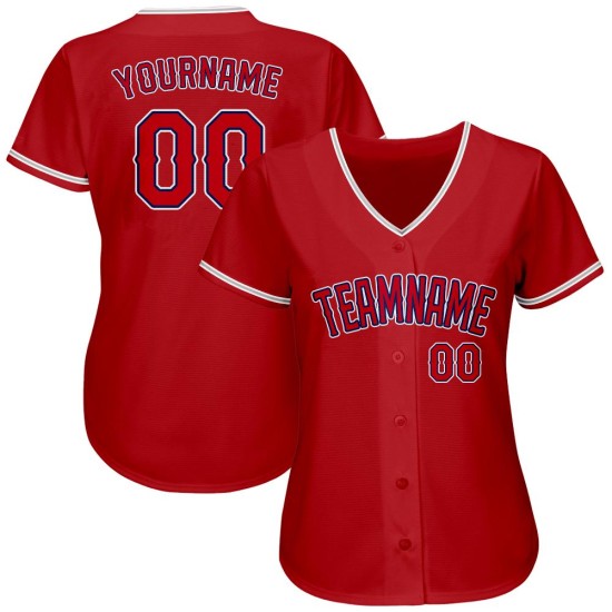 Maillot de baseball personnalisé authentique rouge et bleu marine Maillot de baseball personnalisé authentique rouge et bleu marine