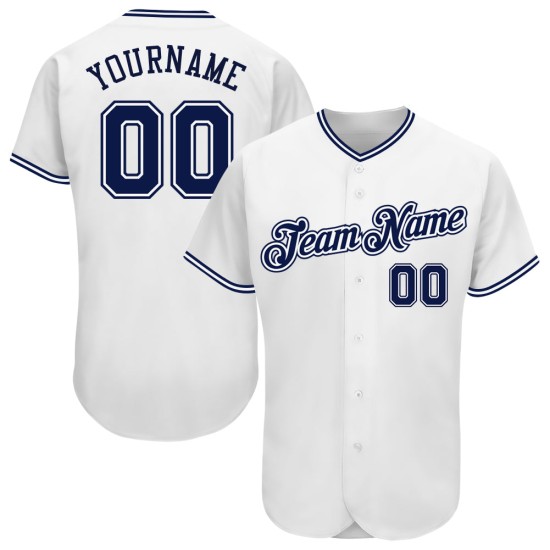 Maillot de baseball personnalisé authentique bleu marine et blanc Maillot de baseball personnalisé authentique bleu marine et blanc