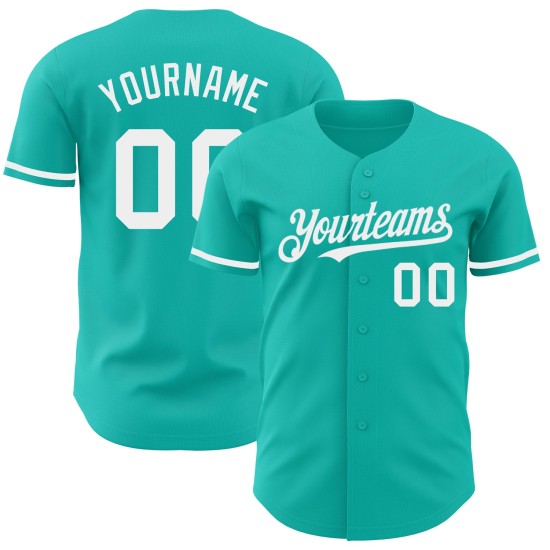 Maillot de baseball Aqua personnalisé blanc authentique Maillot de baseball Aqua personnalisé blanc authentique