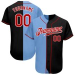 Maillot de baseball bleu fendu noir personnalisé rouge-lumière authentique à la mode Maillot de baseball bleu fendu noir personnalisé rouge-lumière authentique à la mode