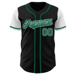 Maillot de baseball Kelly authentique noir, vert et blanc, personnalisé, bicolore Maillot de baseball Kelly authentique noir, vert et blanc, personnalisé, bicolore