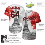 Maillot Tour Authentique Noir-Rouge Motif Personnalisé Design 3D Baseball Eiffel Blanc Maillot Tour Authentique Noir-Rouge Motif Personnalisé Design 3D Baseball Eiffel Blanc