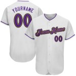 Maillot de baseball doré authentique, blanc, personnalisé, violet, ancien Maillot de baseball doré authentique, blanc, personnalisé, violet, ancien