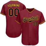 Maillot de baseball authentique noir et or personnalisé Crimson Maillot de baseball authentique noir et or personnalisé Crimson