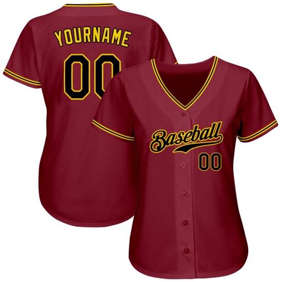 Maillot de baseball authentique noir et or personnalisé Crimson Maillot de baseball authentique noir et or personnalisé Crimson