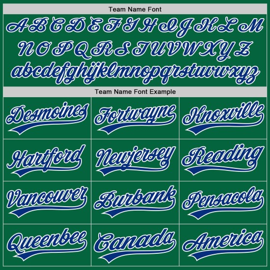 Maillot de baseball authentique Royal-White Green Kelly personnalisé Maillot de baseball authentique Royal-White Green Kelly personnalisé
