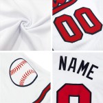 Maillot de baseball blanc, rouge et bleu marine, côtelé, authentique, rétro, personnalisé Maillot de baseball blanc, rouge et bleu marine, côtelé, authentique, rétro, personnalisé