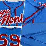 Maillot de baseball personnalisé authentique rouge-blanc bleu poudre Maillot de baseball personnalisé authentique rouge-blanc bleu poudre