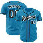 Maillot de baseball personnalisé bleu noir et blanc Panther authentique Maillot de baseball personnalisé bleu noir et blanc Panther authentique