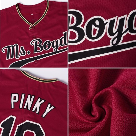 Maillot de baseball authentique noir et or personnalisé Crimson Maillot de baseball authentique noir et or personnalisé Crimson