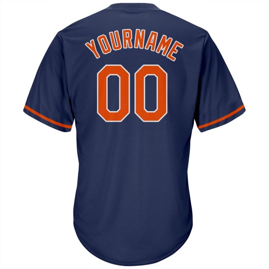Maillot de baseball authentique, personnalisé, bleu marine, côtelé, rétro, orange et blanc Maillot de baseball authentique, personnalisé, bleu marine, côtelé, rétro, orange et blanc