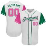 Maillot de baseball Pink-Kelly blanc authentique ton vert personnalisé deux Maillot de baseball Pink-Kelly blanc authentique ton vert personnalisé deux
