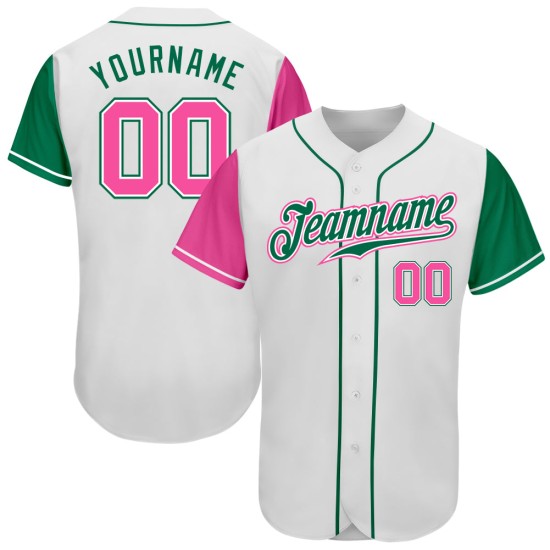 Maillot de baseball Pink-Kelly blanc authentique ton vert personnalisé deux Maillot de baseball Pink-Kelly blanc authentique ton vert personnalisé deux