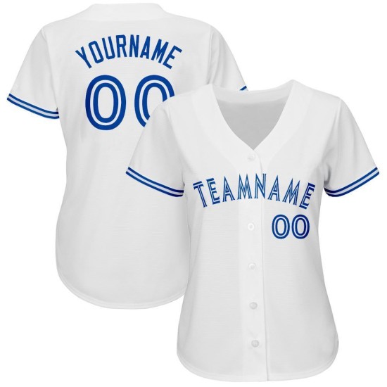 Maillot de baseball blanc personnalisé Royal Maillot de baseball blanc personnalisé Royal
