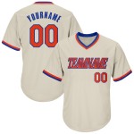 Maillot de baseball authentique en jersey côtelé orange-royal personnalisé crème rétro Maillot de baseball authentique en jersey côtelé orange-royal personnalisé crème rétro