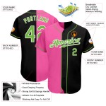 Maillot de baseball personnalisé vert-rose noir à la mode, authentique et fluo Maillot de baseball personnalisé vert-rose noir à la mode, authentique et fluo