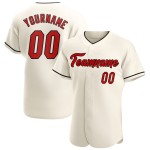 Maillot de baseball rouge-noir personnalisé crème authentique Maillot de baseball rouge-noir personnalisé crème authentique