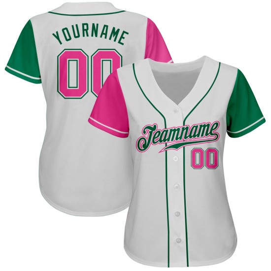 Maillot de baseball Pink-Kelly blanc authentique ton vert personnalisé deux Maillot de baseball Pink-Kelly blanc authentique ton vert personnalisé deux