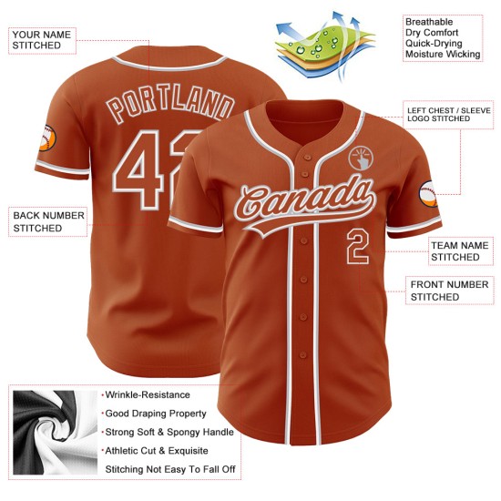 Maillot de baseball Texas personnalisé authentique orange blanc-gris Maillot de baseball Texas personnalisé authentique orange blanc-gris