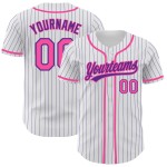 Maillot de baseball personnalisé à rayures blanches, roses et violettes, authentique Maillot de baseball personnalisé à rayures blanches, roses et violettes, authentique