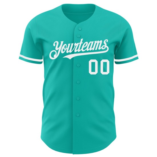 Maillot de baseball Aqua personnalisé blanc authentique Maillot de baseball Aqua personnalisé blanc authentique