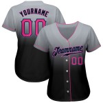 Maillot de baseball personnalisé authentique rose-noir tendance gris délavé Maillot de baseball personnalisé authentique rose-noir tendance gris délavé
