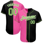 Maillot de baseball personnalisé vert-rose noir à la mode, authentique et fluo Maillot de baseball personnalisé vert-rose noir à la mode, authentique et fluo