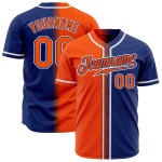 Maillot de baseball Royal personnalisé orange-blanc authentique mode dégradé Maillot de baseball Royal personnalisé orange-blanc authentique mode dégradé