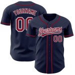 Maillot de baseball personnalisé authentique, bleu marine, blanc cramoisi Maillot de baseball personnalisé authentique, bleu marine, blanc cramoisi