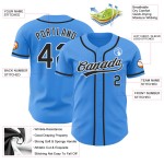 Maillot de baseball électrique personnalisé noir-blanc bleu authentique Maillot de baseball électrique personnalisé noir-blanc bleu authentique