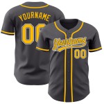 Maillot de baseball gris authentique personnalisé en acier doré et blanc Maillot de baseball gris authentique personnalisé en acier doré et blanc