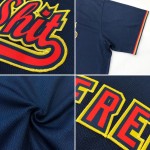 Maillot de baseball authentique, personnalisé, bleu marine, côtelé, rétro, orange et blanc Maillot de baseball authentique, personnalisé, bleu marine, côtelé, rétro, orange et blanc