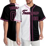 Maillot de baseball personnalisé noir et rose, authentique et tendance, blanc fendu Maillot de baseball personnalisé noir et rose, authentique et tendance, blanc fendu