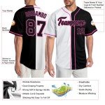 Maillot de baseball personnalisé noir et rose, authentique et tendance, blanc fendu Maillot de baseball personnalisé noir et rose, authentique et tendance, blanc fendu