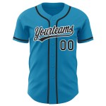 Maillot de baseball personnalisé bleu noir et blanc Panther authentique Maillot de baseball personnalisé bleu noir et blanc Panther authentique