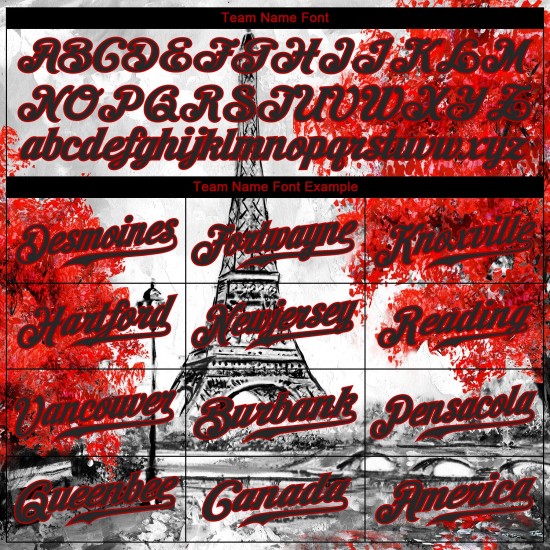 Maillot Tour Authentique Noir-Rouge Motif Personnalisé Design 3D Baseball Eiffel Blanc Maillot Tour Authentique Noir-Rouge Motif Personnalisé Design 3D Baseball Eiffel Blanc