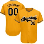 Maillot de baseball personnalisé authentique noir et blanc doré Maillot de baseball personnalisé authentique noir et blanc doré